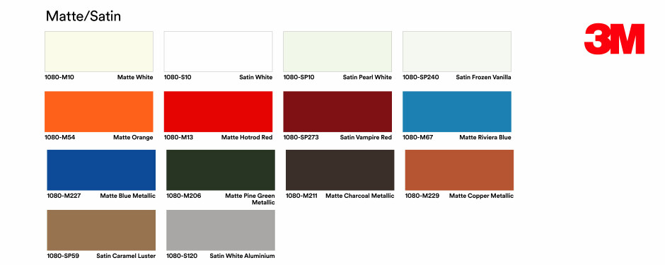 Complete Vehicle Wrap Colour Range