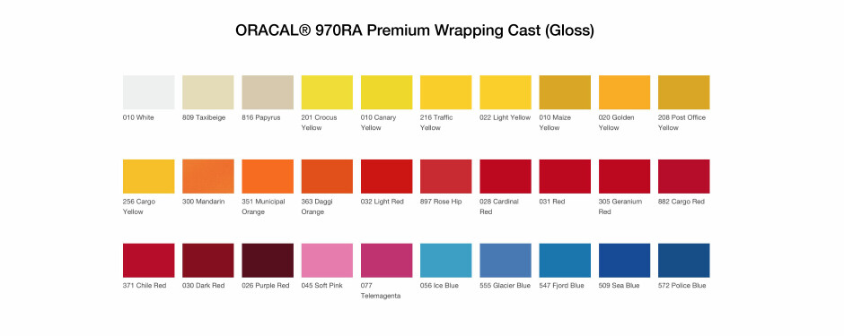 Complete Vehicle Wrap Colour Range