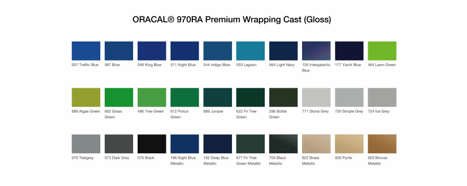 Complete Vehicle Wrap Colour Range