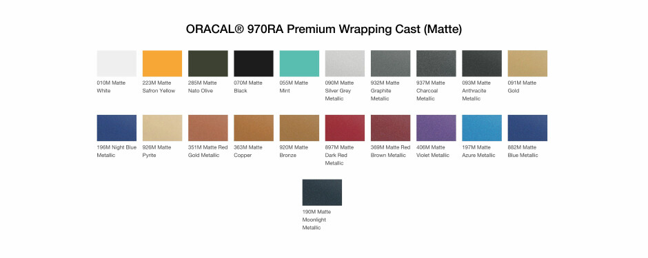 Complete Vehicle Wrap Colour Range