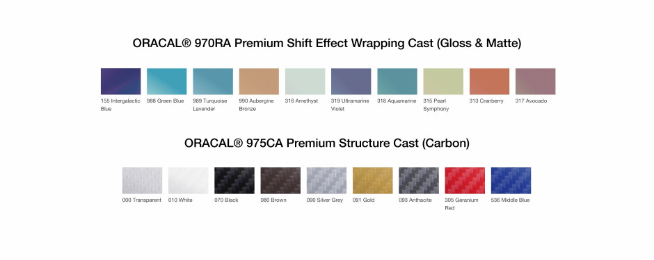 Complete Vehicle Wrap Colour Range
