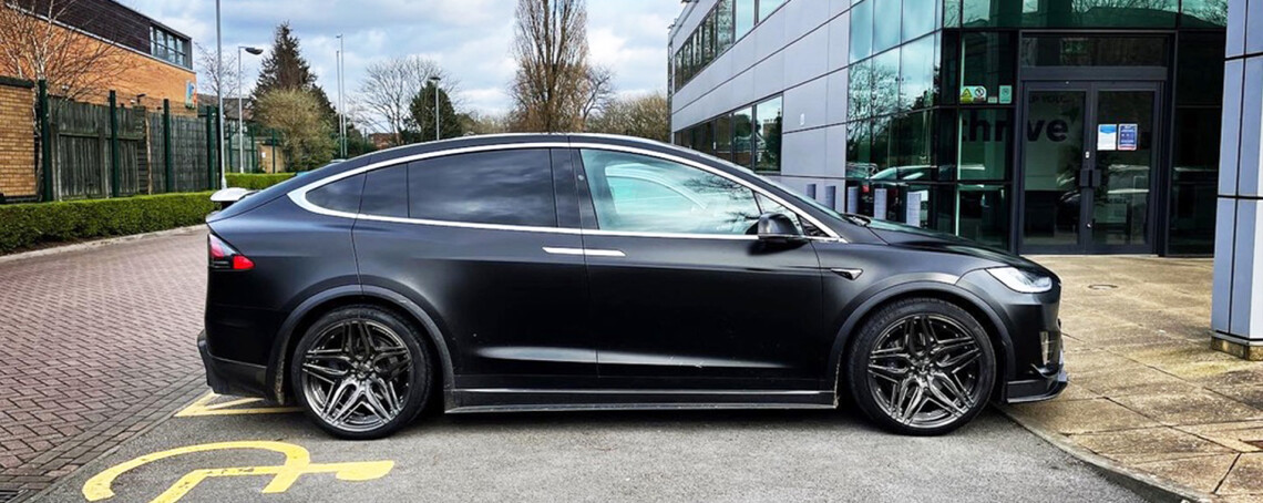Tesla Model X Wrapped in Satin Black by Wrapvehicles Manchester